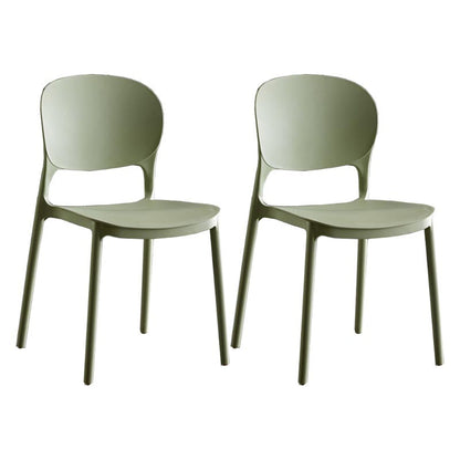 Glam Plastic Side Chair Stacking Open Back Dining Side Chair Green 2 Piece Set Clearhalo 'Dining Chairs' 'Dining Tables & Seating' 'dining_chair' 'furn' 'furn_dining_chair' 'Furniture' 'Kitchen & Dining Furniture' 5447166