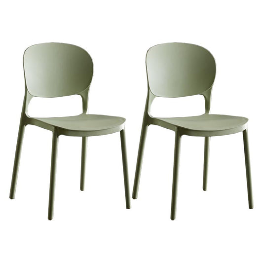Glam Plastic Side Chair Stacking Open Back Dining Side Chair Green 2 Piece Set