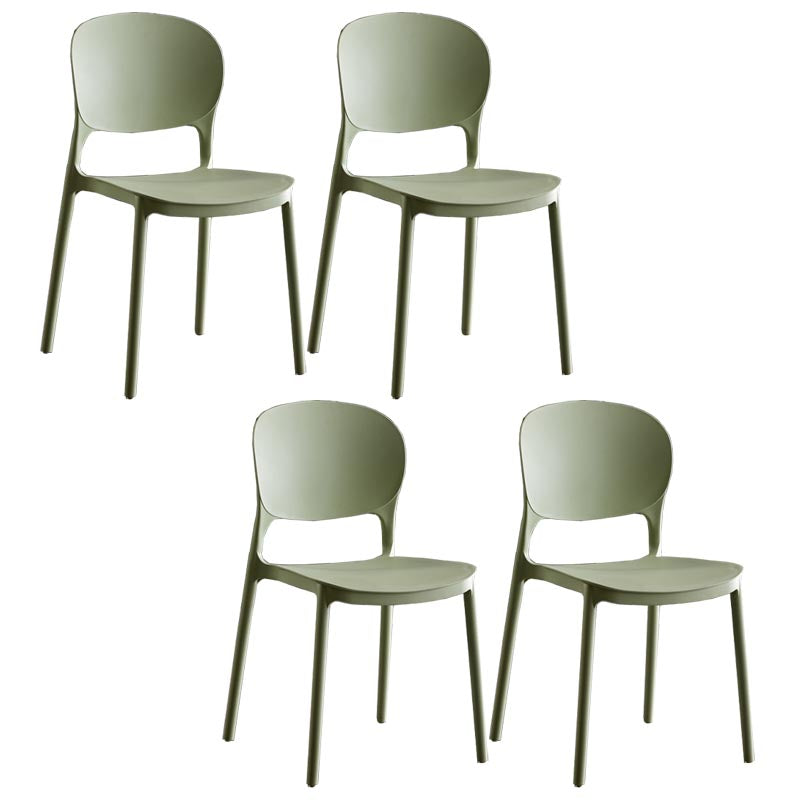 Glam Plastic Side Chair Stacking Open Back Dining Side Chair Green 4 Piece Set Clearhalo 'Dining Chairs' 'Dining Tables & Seating' 'dining_chair' 'furn' 'furn_dining_chair' 'Furniture' 'Kitchen & Dining Furniture' 5447167