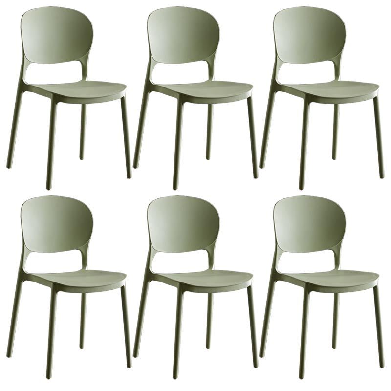Glam Plastic Side Chair Stacking Open Back Dining Side Chair Green 6 Piece Set Clearhalo 'Dining Chairs' 'Dining Tables & Seating' 'dining_chair' 'furn' 'furn_dining_chair' 'Furniture' 'Kitchen & Dining Furniture' 5447168