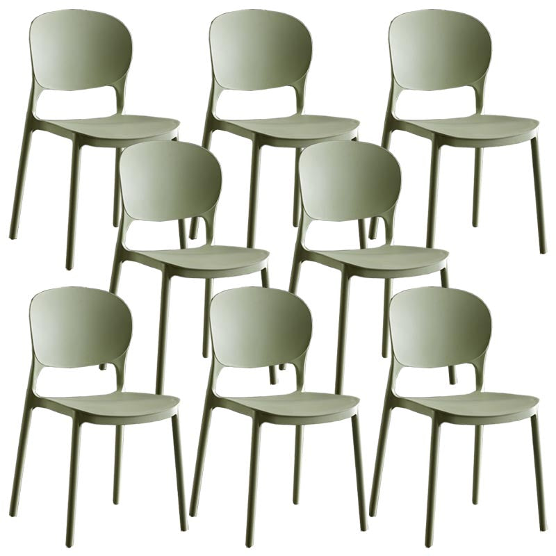Glam Plastic Side Chair Stacking Open Back Dining Side Chair Green 8 Piece Set Clearhalo 'Dining Chairs' 'Dining Tables & Seating' 'dining_chair' 'furn' 'furn_dining_chair' 'Furniture' 'Kitchen & Dining Furniture' 5447169