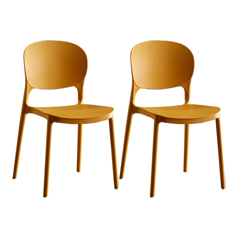 Glam Plastic Side Chair Stacking Open Back Dining Side Chair Orange Yellow 2 Piece Set Clearhalo 'Dining Chairs' 'Dining Tables & Seating' 'dining_chair' 'furn' 'furn_dining_chair' 'Furniture' 'Kitchen & Dining Furniture' 5447170