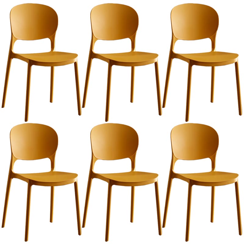 Glam Plastic Side Chair Stacking Open Back Dining Side Chair Orange Yellow 6 Piece Set Clearhalo 'Dining Chairs' 'Dining Tables & Seating' 'dining_chair' 'furn' 'furn_dining_chair' 'Furniture' 'Kitchen & Dining Furniture' 5447172