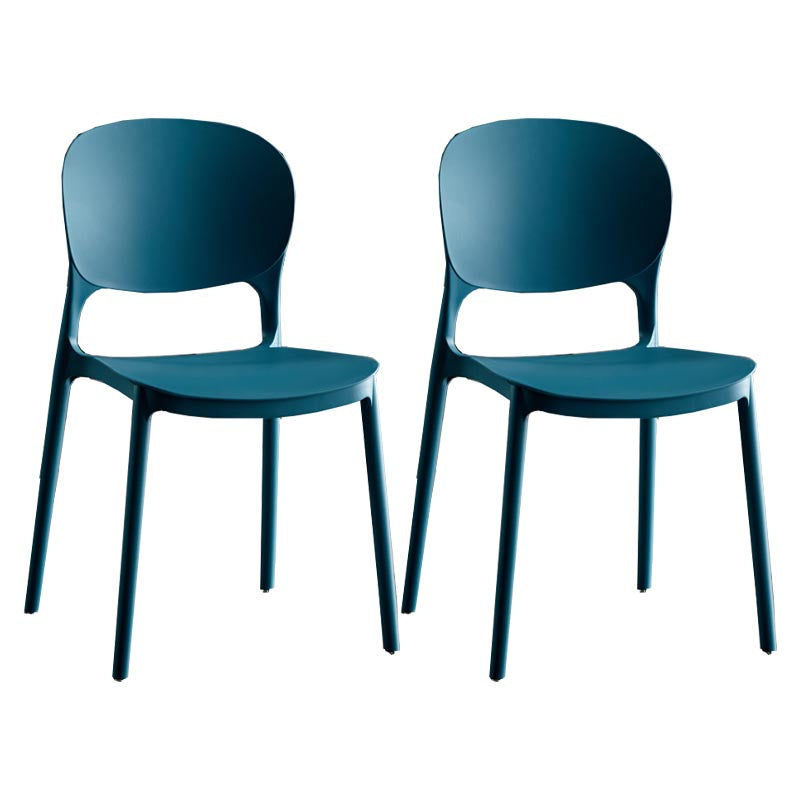 Glam Plastic Side Chair Stacking Open Back Dining Side Chair Peacock Blue 2 Piece Set Clearhalo 'Dining Chairs' 'Dining Tables & Seating' 'dining_chair' 'furn' 'furn_dining_chair' 'Furniture' 'Kitchen & Dining Furniture' 5447174