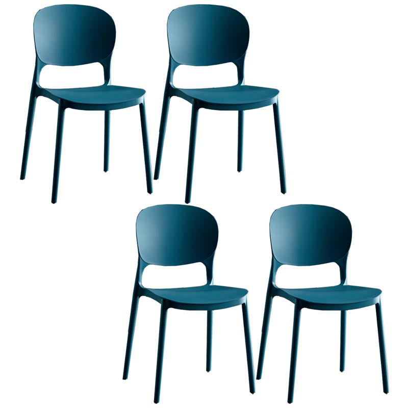 Glam Plastic Side Chair Stacking Open Back Dining Side Chair Peacock Blue 4 Piece Set Clearhalo 'Dining Chairs' 'Dining Tables & Seating' 'dining_chair' 'furn' 'furn_dining_chair' 'Furniture' 'Kitchen & Dining Furniture' 5447175