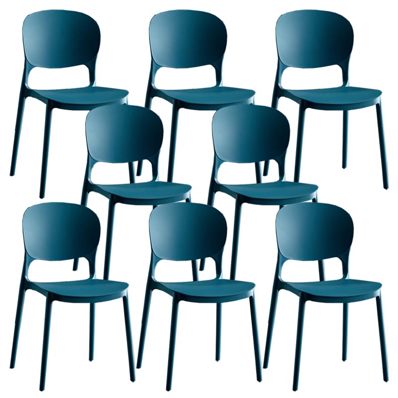 Glam Plastic Side Chair Stacking Open Back Dining Side Chair Peacock Blue 8 Piece Set Clearhalo 'Dining Chairs' 'Dining Tables & Seating' 'dining_chair' 'furn' 'furn_dining_chair' 'Furniture' 'Kitchen & Dining Furniture' 5447177