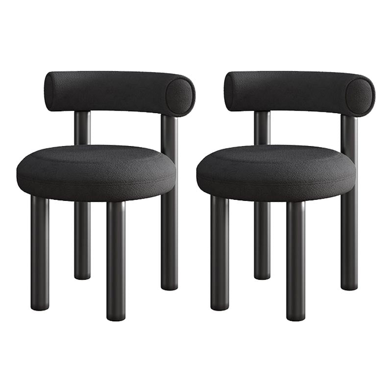 Contemporary Linen Dining Chair Open Back Dining Side Furniture in Matte Finish Black 2 Piece Set Clearhalo 'Dining Chairs' 'Dining Tables & Seating' 'dining_chair' 'furn' 'furn_dining_chair' 'Furniture' 'Kitchen & Dining Furniture' 5447180