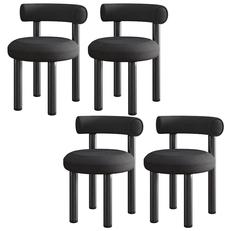 Contemporary Linen Dining Chair Open Back Dining Side Furniture in Matte Finish Black 4 Piece Set Clearhalo 'Dining Chairs' 'Dining Tables & Seating' 'dining_chair' 'furn' 'furn_dining_chair' 'Furniture' 'Kitchen & Dining Furniture' 5447182