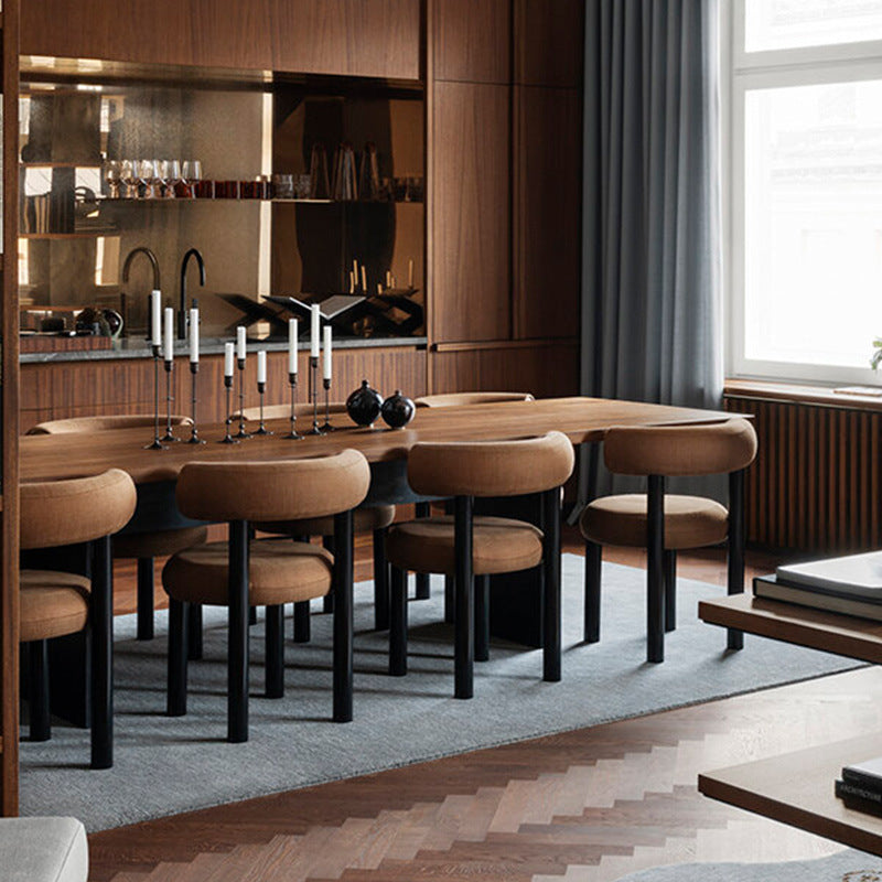 Contemporary Linen Dining Chair Open Back Dining Side Furniture in Matte Finish Clearhalo 'Dining Chairs' 'Dining Tables & Seating' 'dining_chair' 'furn' 'furn_dining_chair' 'Furniture' 'Kitchen & Dining Furniture' 5447183