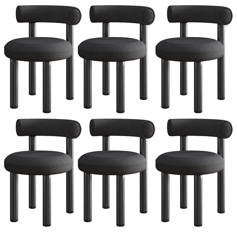 Contemporary Linen Dining Chair Open Back Dining Side Furniture in Matte Finish Black 6 Piece Set Clearhalo 'Dining Chairs' 'Dining Tables & Seating' 'dining_chair' 'furn' 'furn_dining_chair' 'Furniture' 'Kitchen & Dining Furniture' 5447184