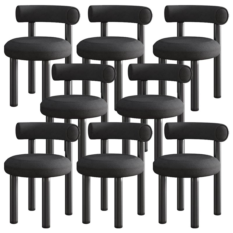 Contemporary Linen Dining Chair Open Back Dining Side Furniture in Matte Finish Black 8 Piece Set Clearhalo 'Dining Chairs' 'Dining Tables & Seating' 'dining_chair' 'furn' 'furn_dining_chair' 'Furniture' 'Kitchen & Dining Furniture' 5447185