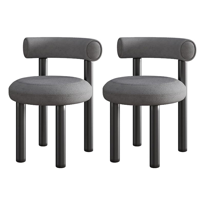 Contemporary Linen Dining Chair Open Back Dining Side Furniture in Matte Finish Dark Gray 2 Piece Set Clearhalo 'Dining Chairs' 'Dining Tables & Seating' 'dining_chair' 'furn' 'furn_dining_chair' 'Furniture' 'Kitchen & Dining Furniture' 5447187