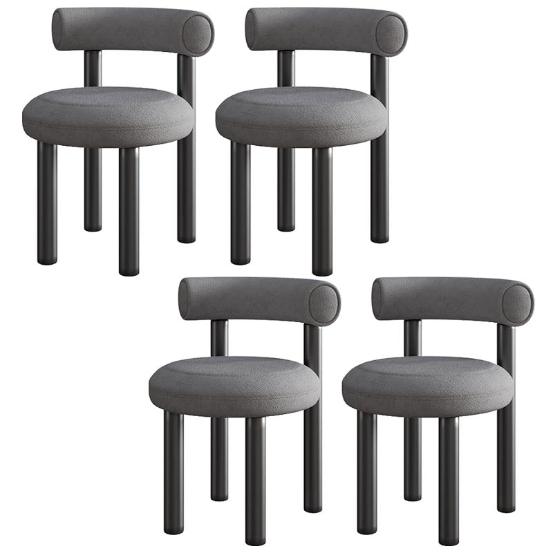 Contemporary Linen Dining Chair Open Back Dining Side Furniture in Matte Finish Dark Gray 4 Piece Set Clearhalo 'Dining Chairs' 'Dining Tables & Seating' 'dining_chair' 'furn' 'furn_dining_chair' 'Furniture' 'Kitchen & Dining Furniture' 5447189