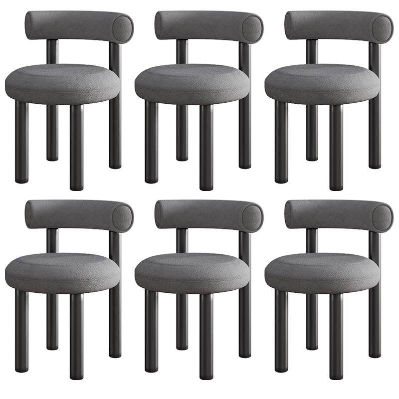 Contemporary Linen Dining Chair Open Back Dining Side Furniture in Matte Finish Dark Gray 6 Piece Set Clearhalo 'Dining Chairs' 'Dining Tables & Seating' 'dining_chair' 'furn' 'furn_dining_chair' 'Furniture' 'Kitchen & Dining Furniture' 5447192