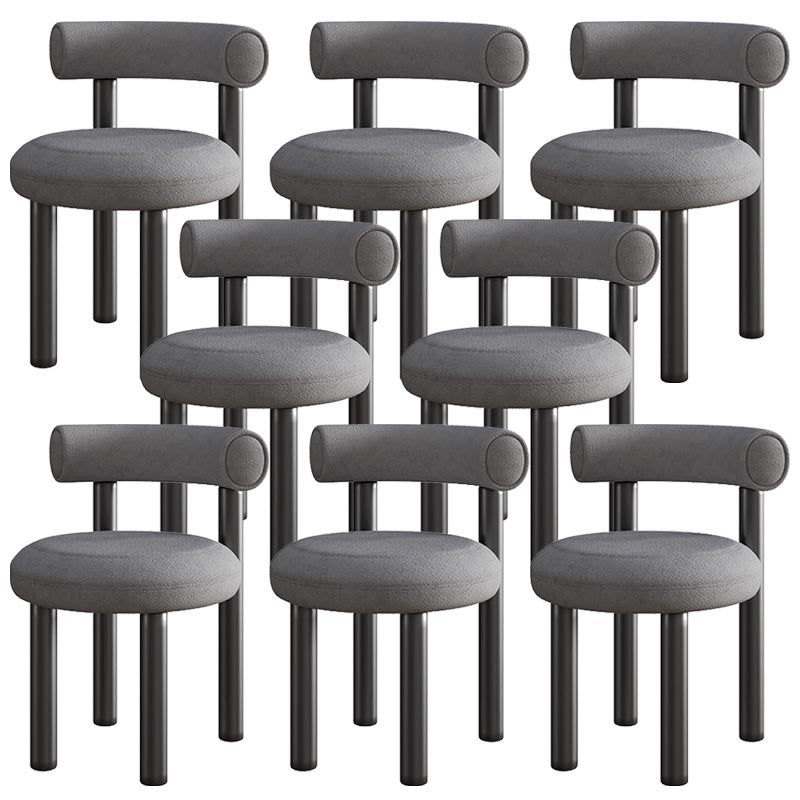 Contemporary Linen Dining Chair Open Back Dining Side Furniture in Matte Finish Dark Gray 8 Piece Set Clearhalo 'Dining Chairs' 'Dining Tables & Seating' 'dining_chair' 'furn' 'furn_dining_chair' 'Furniture' 'Kitchen & Dining Furniture' 5447194
