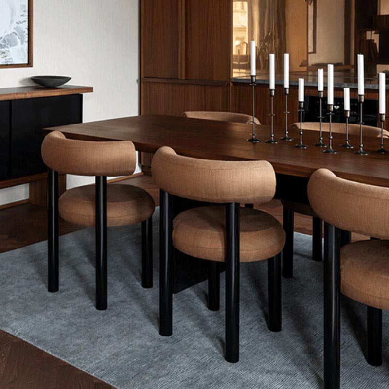 Contemporary Linen Dining Chair Open Back Dining Side Furniture in Matte Finish Clearhalo 'Dining Chairs' 'Dining Tables & Seating' 'dining_chair' 'furn' 'furn_dining_chair' 'Furniture' 'Kitchen & Dining Furniture' 5447195