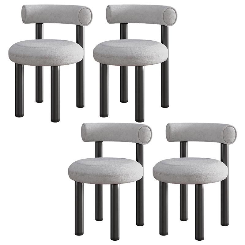 Contemporary Linen Dining Chair Open Back Dining Side Furniture in Matte Finish Light Gray 4 Piece Set Clearhalo 'Dining Chairs' 'Dining Tables & Seating' 'dining_chair' 'furn' 'furn_dining_chair' 'Furniture' 'Kitchen & Dining Furniture' 5447197