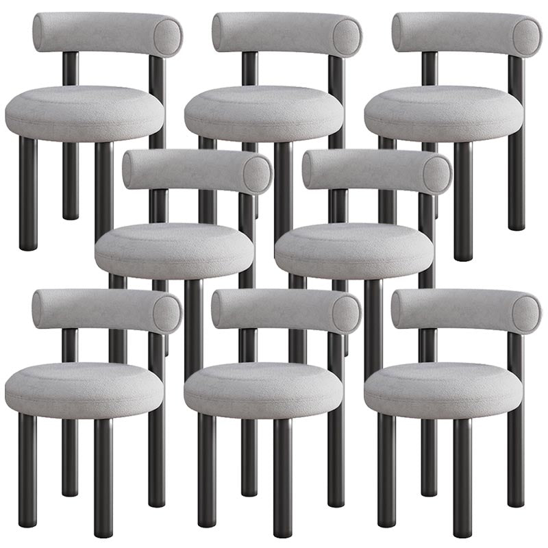 Contemporary Linen Dining Chair Open Back Dining Side Furniture in Matte Finish Light Gray 8 Piece Set Clearhalo 'Dining Chairs' 'Dining Tables & Seating' 'dining_chair' 'furn' 'furn_dining_chair' 'Furniture' 'Kitchen & Dining Furniture' 5447202