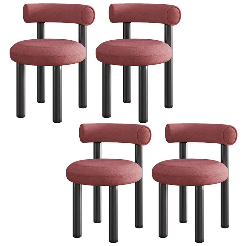 Contemporary Linen Dining Chair Open Back Dining Side Furniture in Matte Finish Pink 4 Piece Set Clearhalo 'Dining Chairs' 'Dining Tables & Seating' 'dining_chair' 'furn' 'furn_dining_chair' 'Furniture' 'Kitchen & Dining Furniture' 5447206