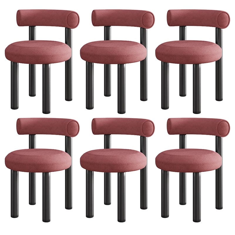 Contemporary Linen Dining Chair Open Back Dining Side Furniture in Matte Finish Pink 6 Piece Set Clearhalo 'Dining Chairs' 'Dining Tables & Seating' 'dining_chair' 'furn' 'furn_dining_chair' 'Furniture' 'Kitchen & Dining Furniture' 5447207