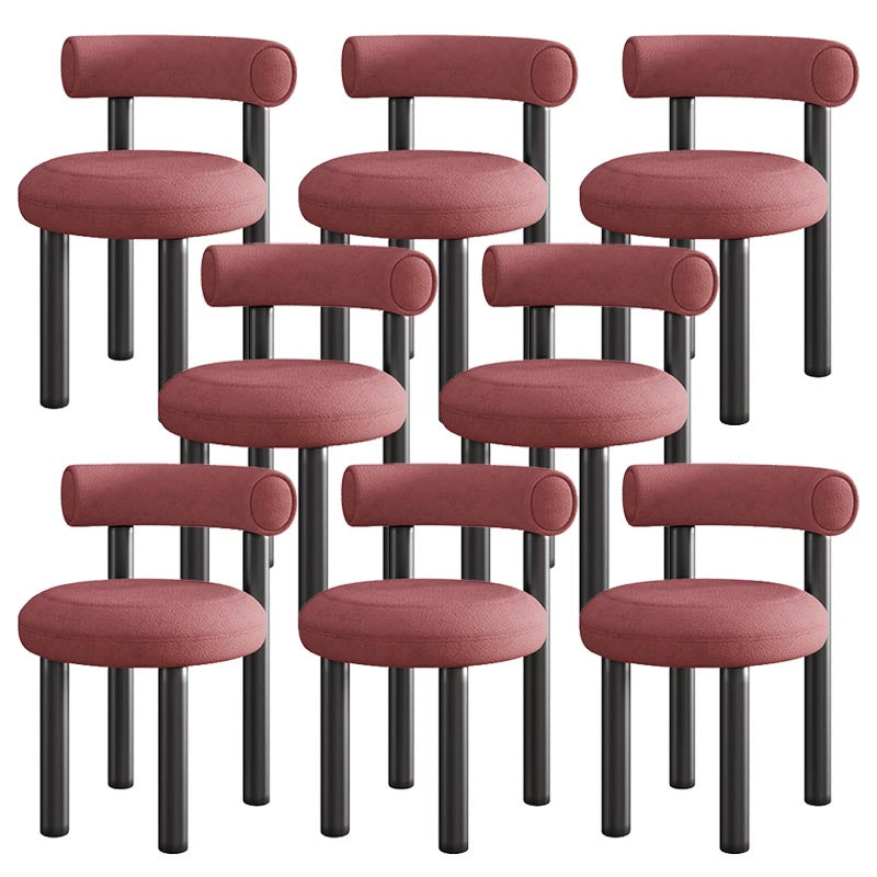 Contemporary Linen Dining Chair Open Back Dining Side Furniture in Matte Finish Pink 8 Piece Set Clearhalo 'Dining Chairs' 'Dining Tables & Seating' 'dining_chair' 'furn' 'furn_dining_chair' 'Furniture' 'Kitchen & Dining Furniture' 5447208
