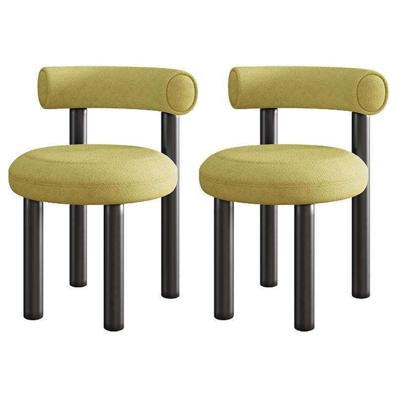 Contemporary Linen Dining Chair Open Back Dining Side Furniture in Matte Finish Yellow 2 Piece Set Clearhalo 'Dining Chairs' 'Dining Tables & Seating' 'dining_chair' 'furn' 'furn_dining_chair' 'Furniture' 'Kitchen & Dining Furniture' 5447209