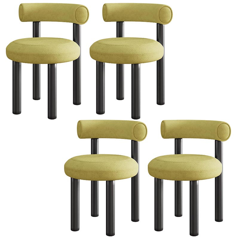 Contemporary Linen Dining Chair Open Back Dining Side Furniture in Matte Finish Yellow 4 Piece Set Clearhalo 'Dining Chairs' 'Dining Tables & Seating' 'dining_chair' 'furn' 'furn_dining_chair' 'Furniture' 'Kitchen & Dining Furniture' 5447210