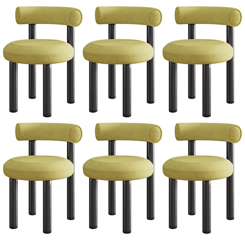 Contemporary Linen Dining Chair Open Back Dining Side Furniture in Matte Finish Yellow 6 Piece Set Clearhalo 'Dining Chairs' 'Dining Tables & Seating' 'dining_chair' 'furn' 'furn_dining_chair' 'Furniture' 'Kitchen & Dining Furniture' 5447211
