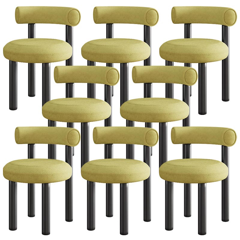 Contemporary Linen Dining Chair Open Back Dining Side Furniture in Matte Finish Yellow 8 Piece Set Clearhalo 'Dining Chairs' 'Dining Tables & Seating' 'dining_chair' 'furn' 'furn_dining_chair' 'Furniture' 'Kitchen & Dining Furniture' 5447212