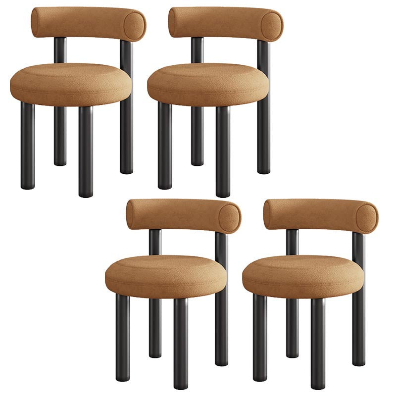 Contemporary Linen Dining Chair Open Back Dining Side Furniture in Matte Finish Orange 4 Piece Set Clearhalo 'Dining Chairs' 'Dining Tables & Seating' 'dining_chair' 'furn' 'furn_dining_chair' 'Furniture' 'Kitchen & Dining Furniture' 5447222