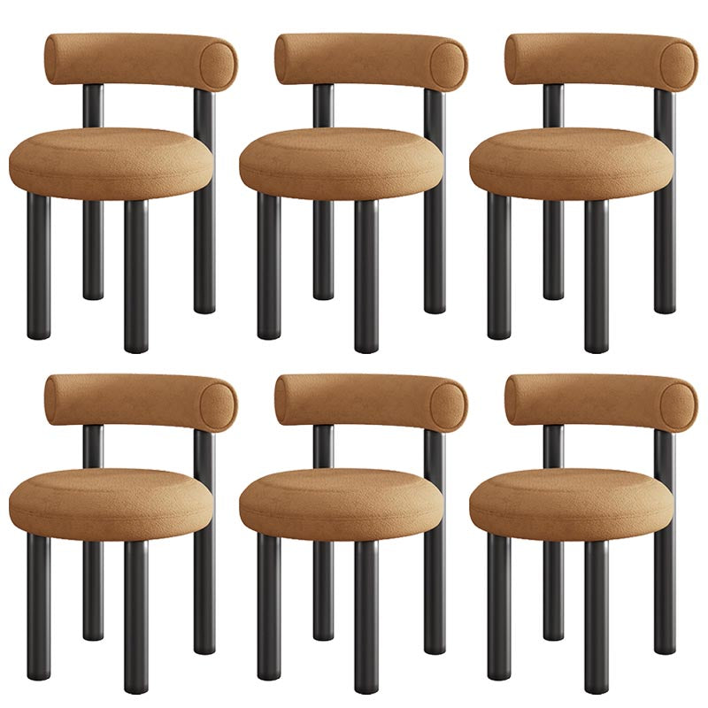 Contemporary Linen Dining Chair Open Back Dining Side Furniture in Matte Finish Orange 6 Piece Set Clearhalo 'Dining Chairs' 'Dining Tables & Seating' 'dining_chair' 'furn' 'furn_dining_chair' 'Furniture' 'Kitchen & Dining Furniture' 5447223