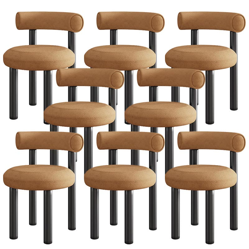 Contemporary Linen Dining Chair Open Back Dining Side Furniture in Matte Finish Orange 8 Piece Set Clearhalo 'Dining Chairs' 'Dining Tables & Seating' 'dining_chair' 'furn' 'furn_dining_chair' 'Furniture' 'Kitchen & Dining Furniture' 5447224