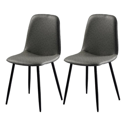 Industrial Leather Armless Dining Chair Wingback Side Chair for Kitchen Grey 2 Piece Set Clearhalo 'Dining Chairs' 'Dining Tables & Seating' 'dining_chair' 'furn' 'furn_dining_chair' 'Furniture' 'Kitchen & Dining Furniture' 5447261