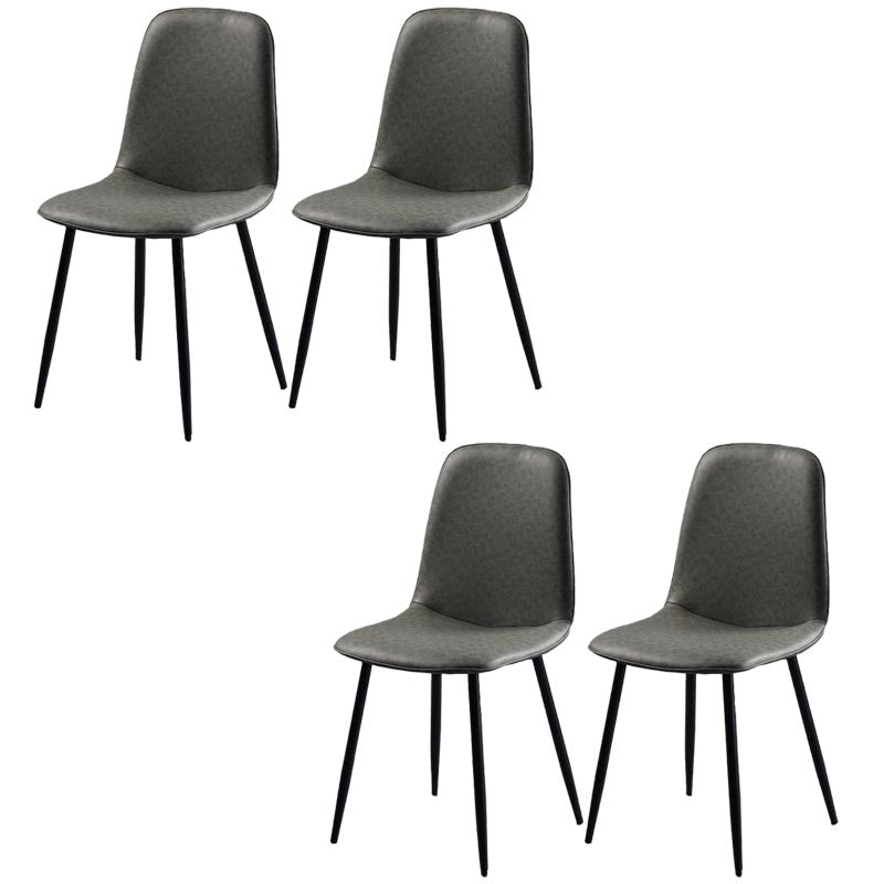 Industrial Leather Armless Dining Chair Wingback Side Chair for Kitchen Grey 4 Piece Set Clearhalo 'Dining Chairs' 'Dining Tables & Seating' 'dining_chair' 'furn' 'furn_dining_chair' 'Furniture' 'Kitchen & Dining Furniture' 5447263