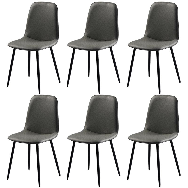 Industrial Leather Armless Dining Chair Wingback Side Chair for Kitchen Grey 6 Piece Set Clearhalo 'Dining Chairs' 'Dining Tables & Seating' 'dining_chair' 'furn' 'furn_dining_chair' 'Furniture' 'Kitchen & Dining Furniture' 5447265