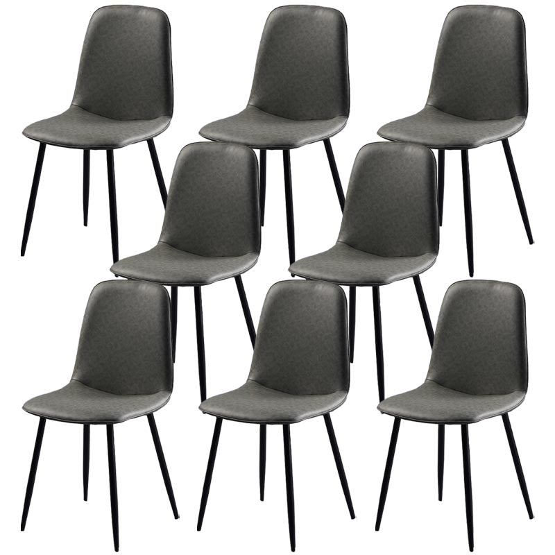 Industrial Leather Armless Dining Chair Wingback Side Chair for Kitchen Grey 8 Piece Set Clearhalo 'Dining Chairs' 'Dining Tables & Seating' 'dining_chair' 'furn' 'furn_dining_chair' 'Furniture' 'Kitchen & Dining Furniture' 5447266