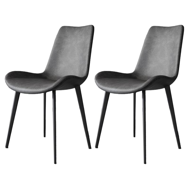 Industrial Leather Armless Dining Chair Wingback Side Chair for Kitchen Dark Gray 2 Piece Set Clearhalo 'Dining Chairs' 'Dining Tables & Seating' 'dining_chair' 'furn' 'furn_dining_chair' 'Furniture' 'Kitchen & Dining Furniture' 5447269