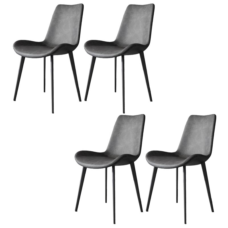 Industrial Leather Armless Dining Chair Wingback Side Chair for Kitchen Dark Gray 4 Piece Set Clearhalo 'Dining Chairs' 'Dining Tables & Seating' 'dining_chair' 'furn' 'furn_dining_chair' 'Furniture' 'Kitchen & Dining Furniture' 5447271