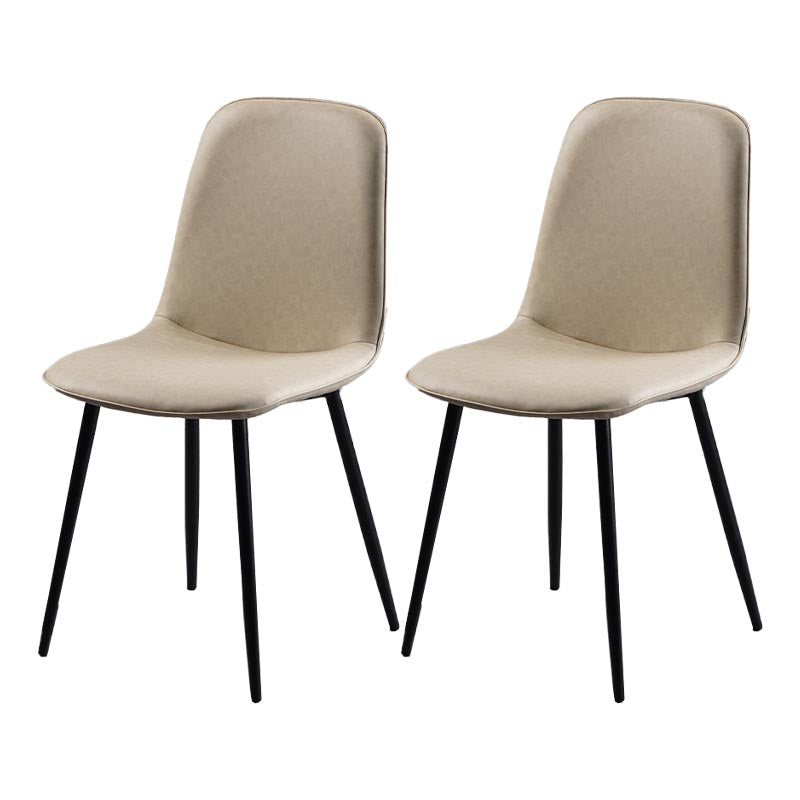 Industrial Leather Armless Dining Chair Wingback Side Chair for Kitchen White 2 Piece Set Clearhalo 'Dining Chairs' 'Dining Tables & Seating' 'dining_chair' 'furn' 'furn_dining_chair' 'Furniture' 'Kitchen & Dining Furniture' 5447277