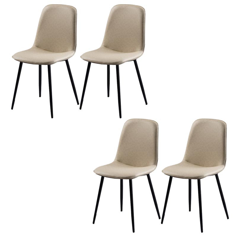 Industrial Leather Armless Dining Chair Wingback Side Chair for Kitchen White 4 Piece Set Clearhalo 'Dining Chairs' 'Dining Tables & Seating' 'dining_chair' 'furn' 'furn_dining_chair' 'Furniture' 'Kitchen & Dining Furniture' 5447279
