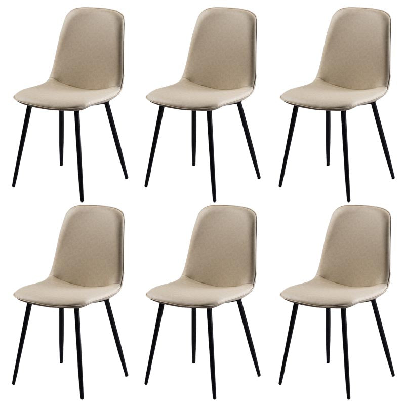 Industrial Leather Armless Dining Chair Wingback Side Chair for Kitchen White 6 Piece Set Clearhalo 'Dining Chairs' 'Dining Tables & Seating' 'dining_chair' 'furn' 'furn_dining_chair' 'Furniture' 'Kitchen & Dining Furniture' 5447281
