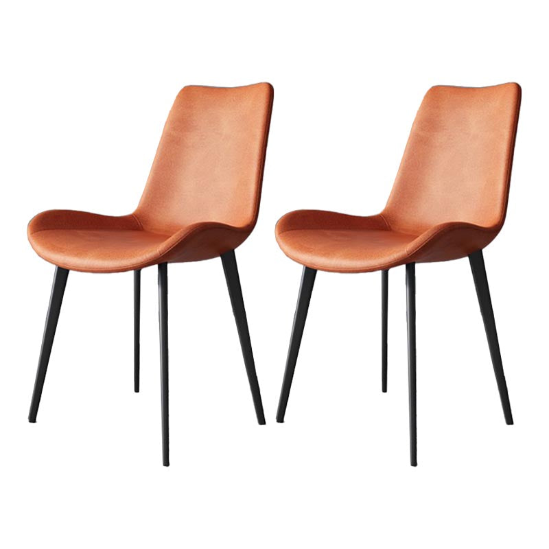 Industrial Leather Armless Dining Chair Wingback Side Chair for Kitchen Orange 2 Piece Set Clearhalo 'Dining Chairs' 'Dining Tables & Seating' 'dining_chair' 'furn' 'furn_dining_chair' 'Furniture' 'Kitchen & Dining Furniture' 5447288