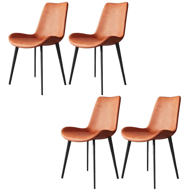 Industrial Leather Armless Dining Chair Wingback Side Chair for Kitchen Orange 4 Piece Set Clearhalo 'Dining Chairs' 'Dining Tables & Seating' 'dining_chair' 'furn' 'furn_dining_chair' 'Furniture' 'Kitchen & Dining Furniture' 5447289
