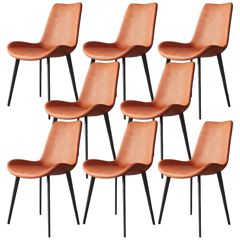 Industrial Leather Armless Dining Chair Wingback Side Chair for Kitchen Orange 8 Piece Set Clearhalo 'Dining Chairs' 'Dining Tables & Seating' 'dining_chair' 'furn' 'furn_dining_chair' 'Furniture' 'Kitchen & Dining Furniture' 5447291