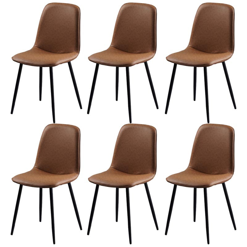 Industrial Leather Armless Dining Chair Wingback Side Chair for Kitchen Brown 6 Piece Set Clearhalo 'Dining Chairs' 'Dining Tables & Seating' 'dining_chair' 'furn' 'furn_dining_chair' 'Furniture' 'Kitchen & Dining Furniture' 5447294