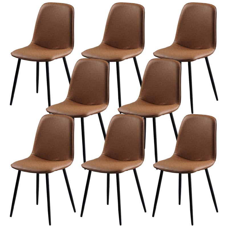 Industrial Leather Armless Dining Chair Wingback Side Chair for Kitchen Brown 8 Piece Set Clearhalo 'Dining Chairs' 'Dining Tables & Seating' 'dining_chair' 'furn' 'furn_dining_chair' 'Furniture' 'Kitchen & Dining Furniture' 5447295