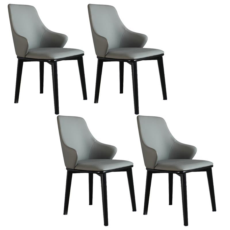 Glam Wingback Arm stoel lederen eetkamerstoel met donkere as massief houten benen