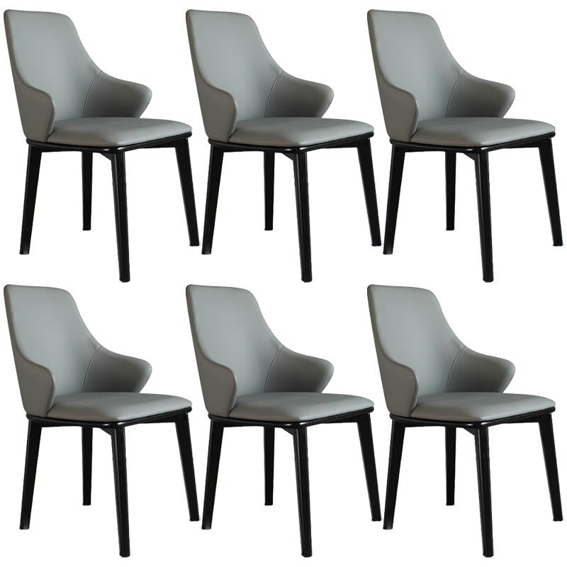 Glam Wingback Arm stoel lederen eetkamerstoel met donkere as massief houten benen