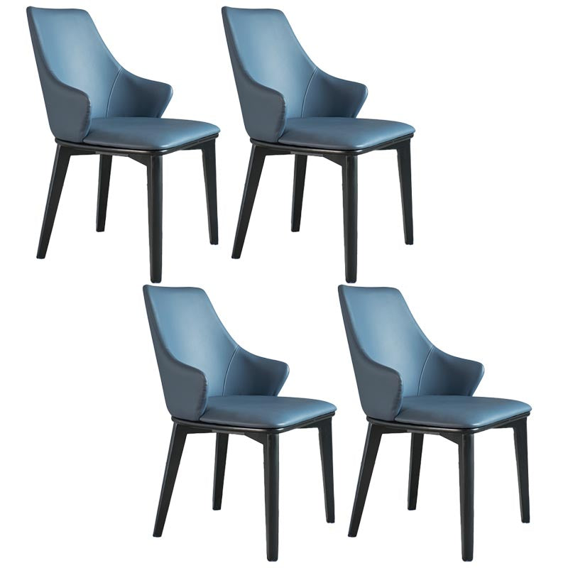 Glam Wingback Arm stoel lederen eetkamerstoel met donkere as massief houten benen