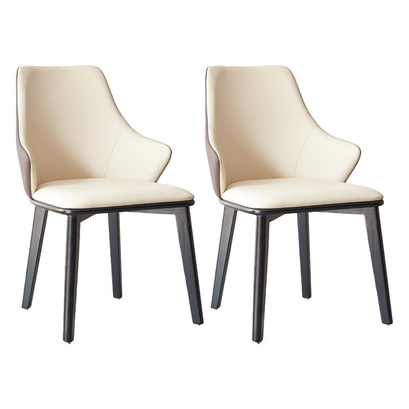 Glam Wingback Arm stoel lederen eetkamerstoel met donkere as massief houten benen